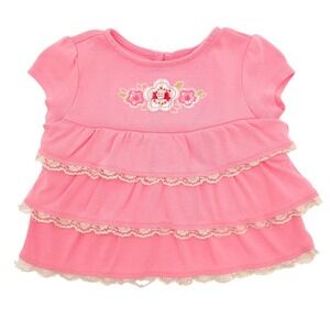 Vintage Gymboree Girls Pink Tiered Ruffle Floral Lace Top 2006 6-12 Months